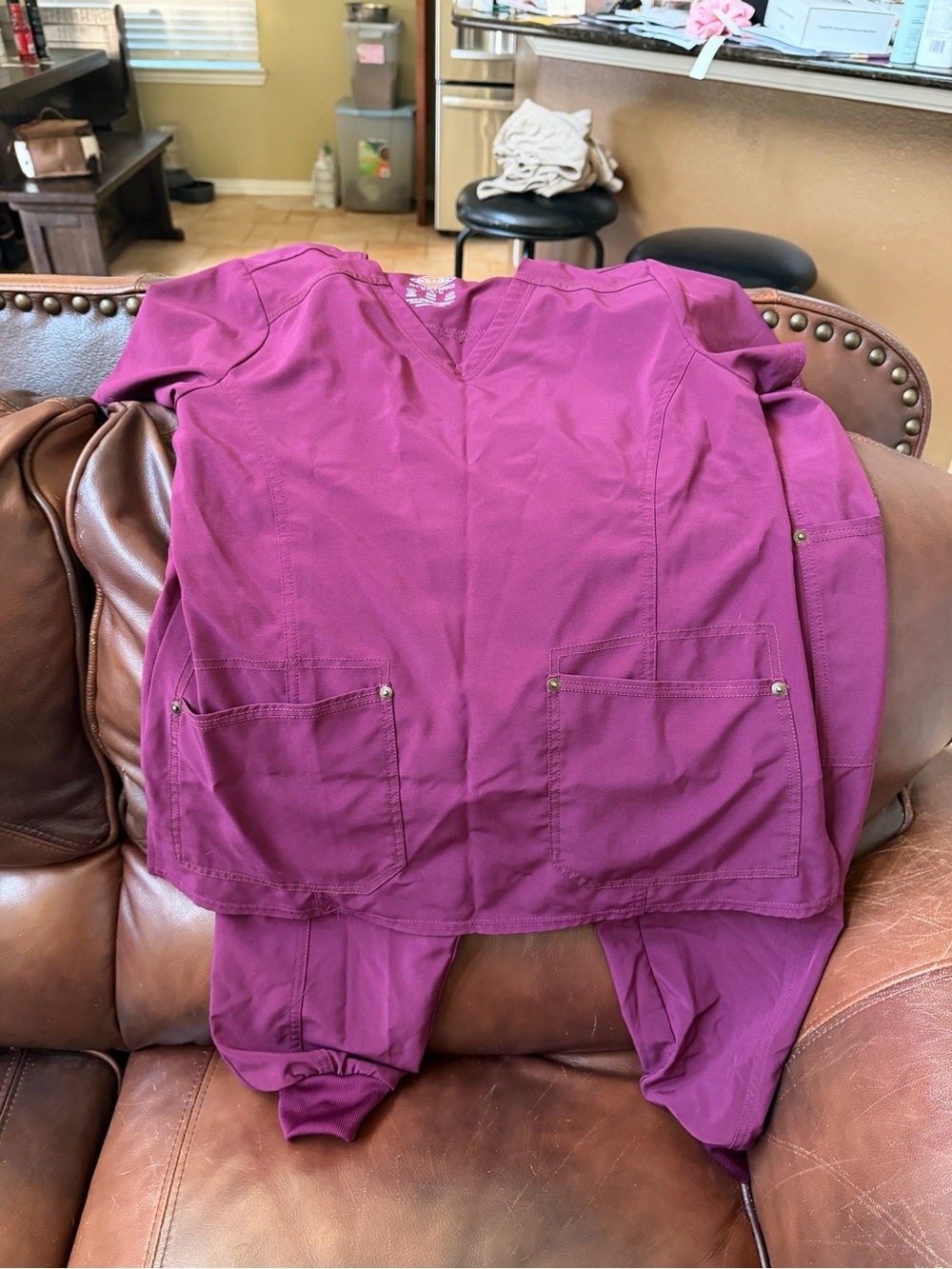 Women's Medical Scrub Set - Deep Berry Pink/ Maroon